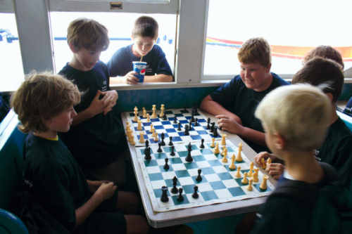 Chess campers on the cruise on Lake Champlain