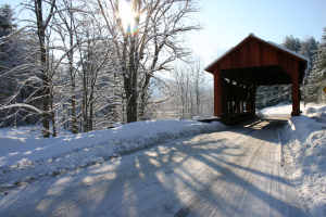 Bridge and Sun in Snow