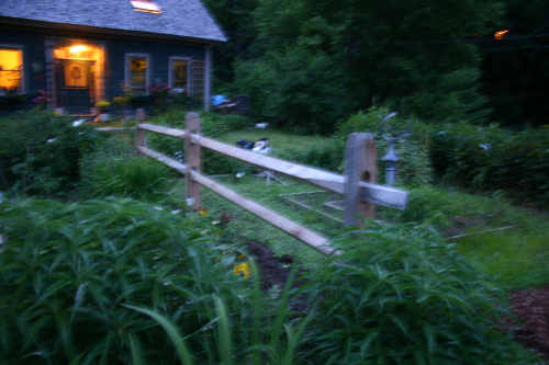 New split rail fence at twilight